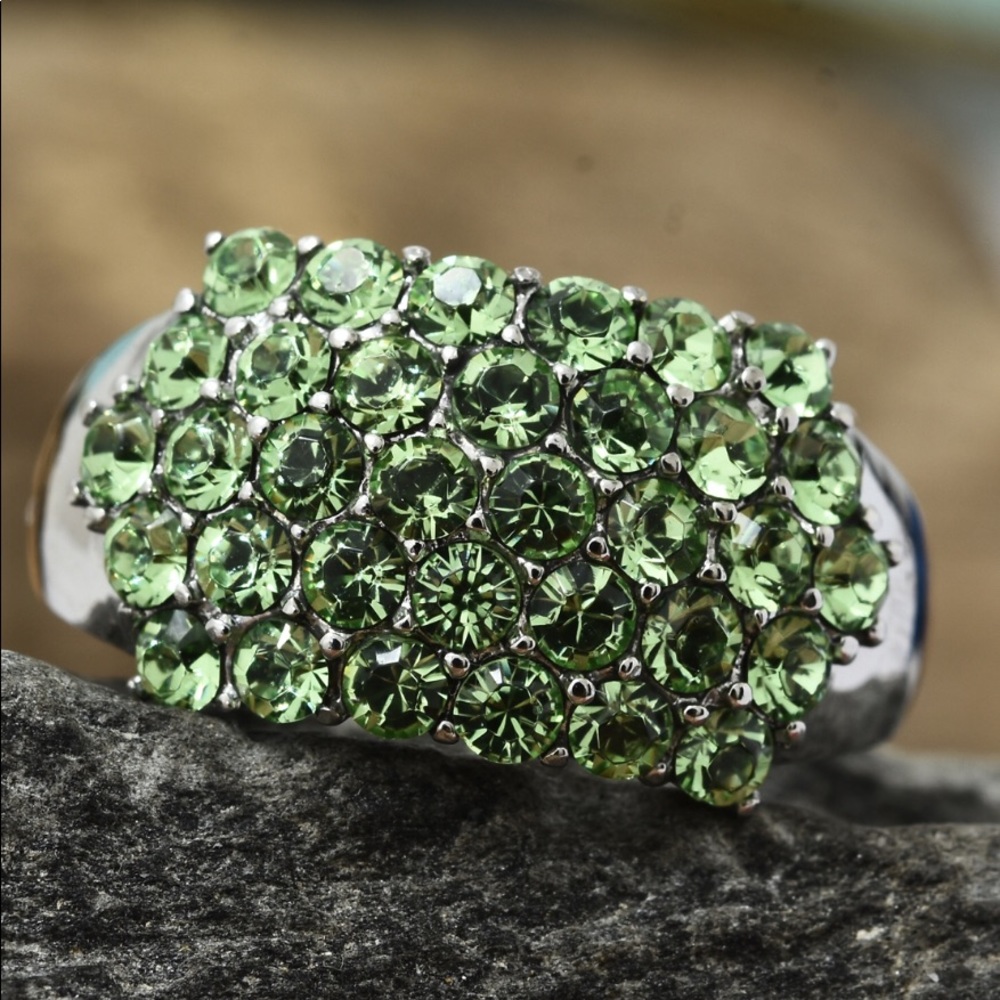 Stainless Steel Ring w/ SWAROVSKI Peridot